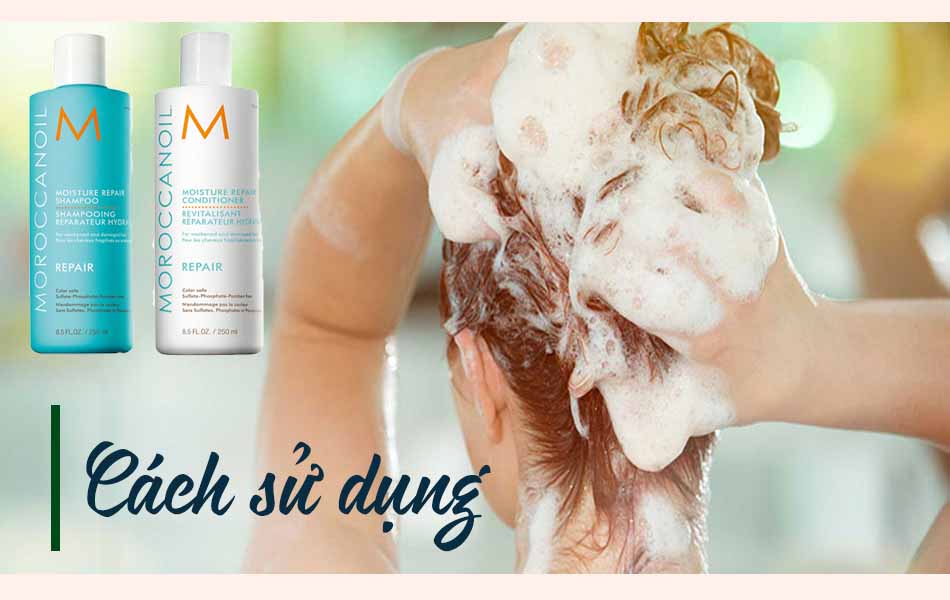 Cách sử dụng dầu gội Moroccanoil Repair