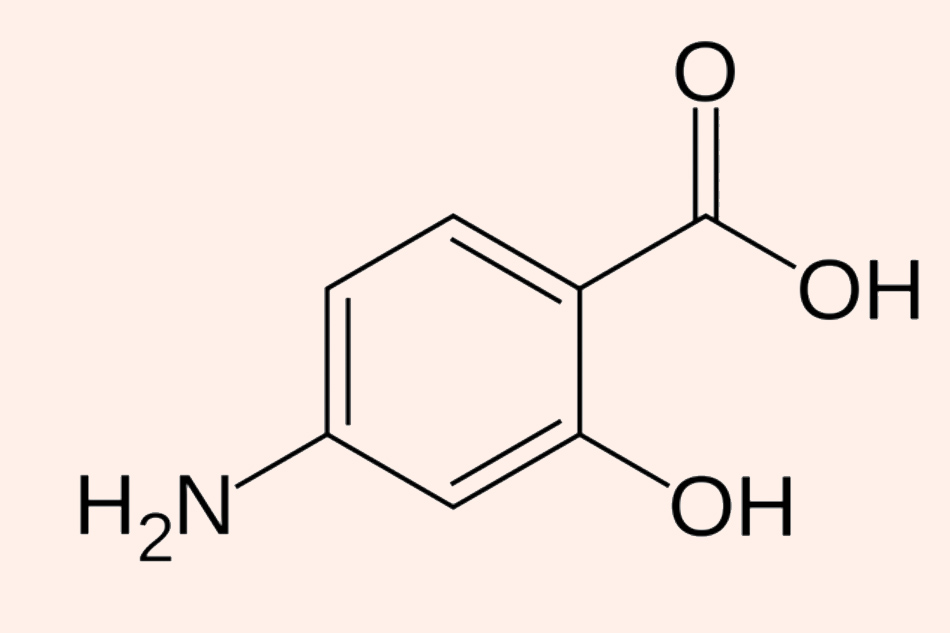 Cấu trúc hóa học đơn giản của Para-aminosalicylic acid (PAS)