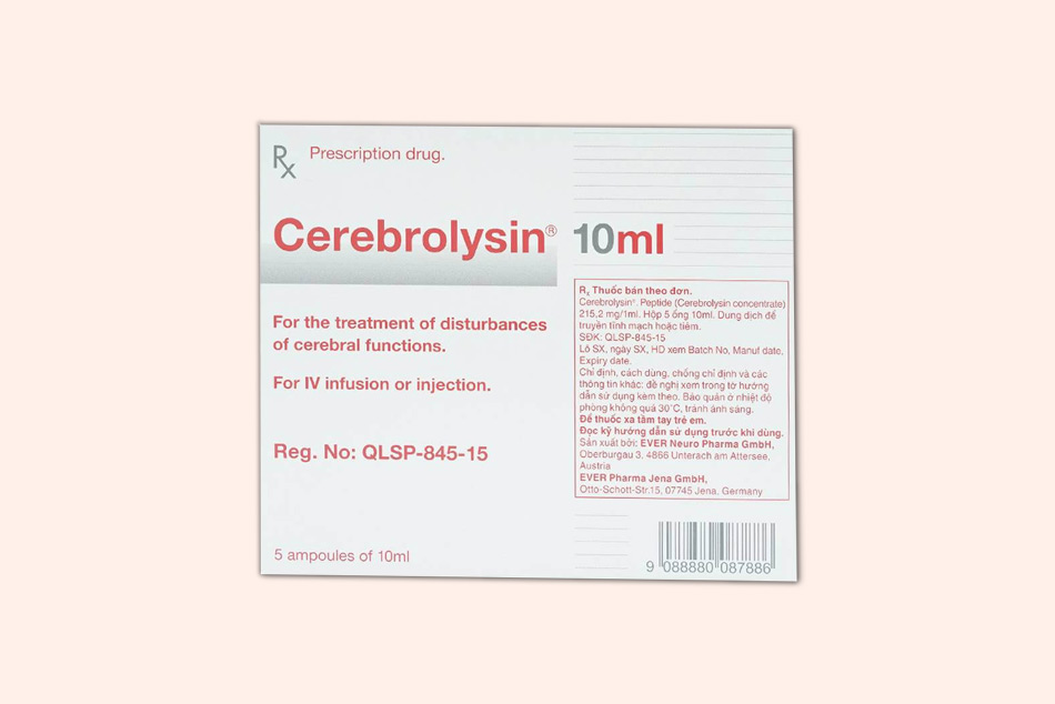 Mặt sau hộp thuốc Cerebrolysin 10ml