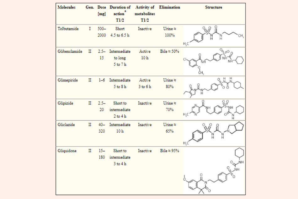 Tóm tắt về dược động học của một số sulfonylureas