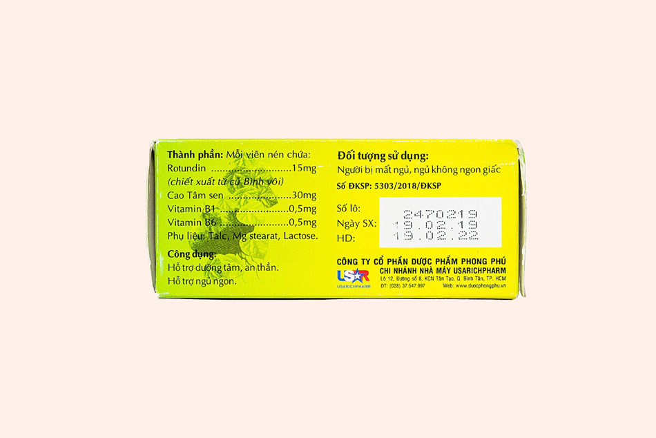 Mặt dưới hộp sản phẩm
