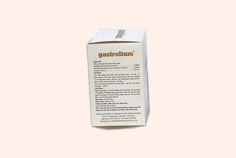 Mặt bên của hộp thuốc Gastrolium