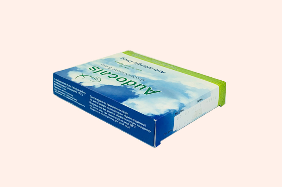 Hình ảnh mặt trên của hộp thuốc Audocals 5mg