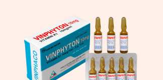 Hình ảnh hộp thuốc và ống thuốc tiêm Vinphyton 1mg