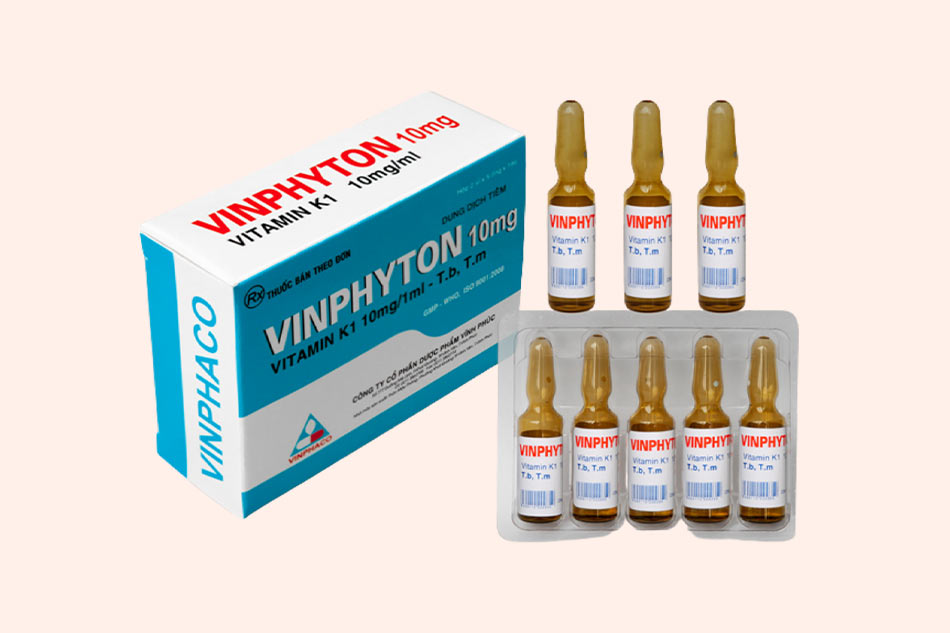 Hình ảnh hộp thuốc và ống thuốc tiêm Vinphyton 1mg