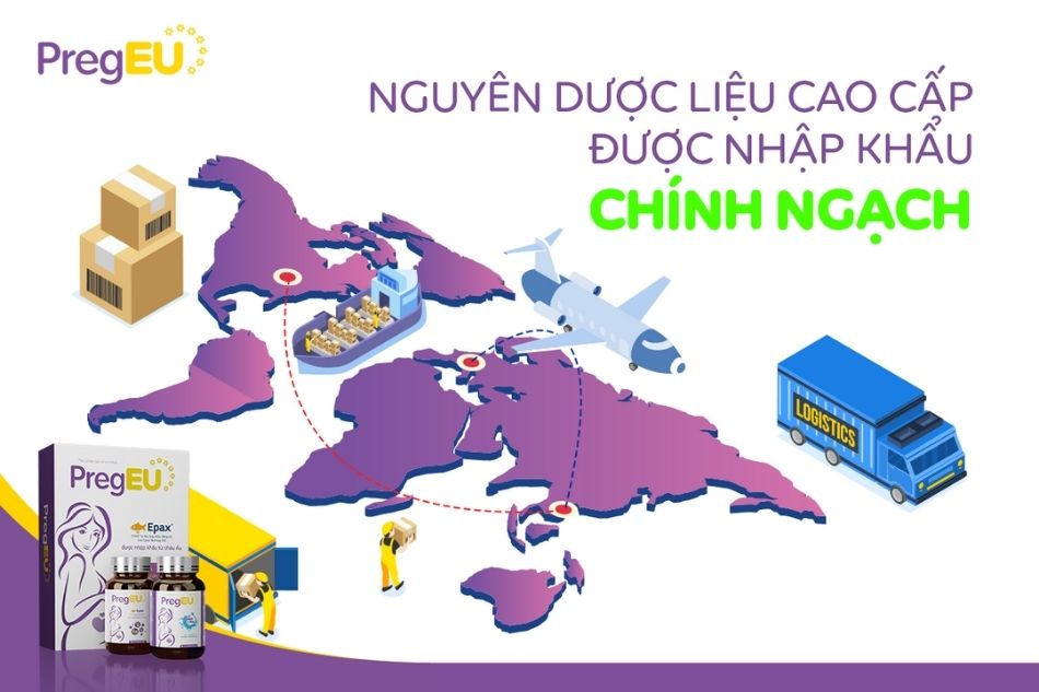 Thành phần nguyên dược liệu cao cấp tạo nên chất lượng tuyệt vời của bộ đôi viên uống PregEU