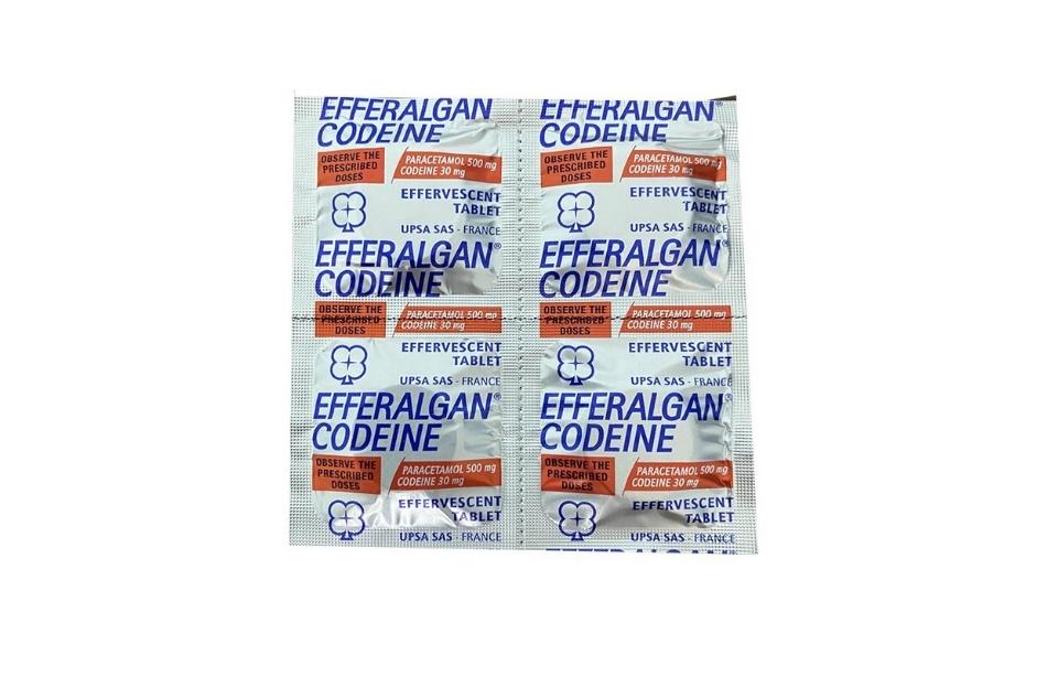 Efferalgan Codein có thành phần chính là: Paracetamol với hàm lượng 500mg và Codein phosphat với hàm lượng 30mg