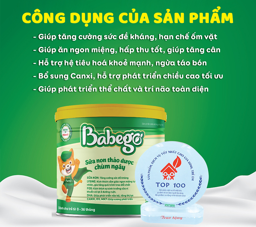 Dùng sữa non thảo dược chùm ngây Babego đem lại những công dụng gì?