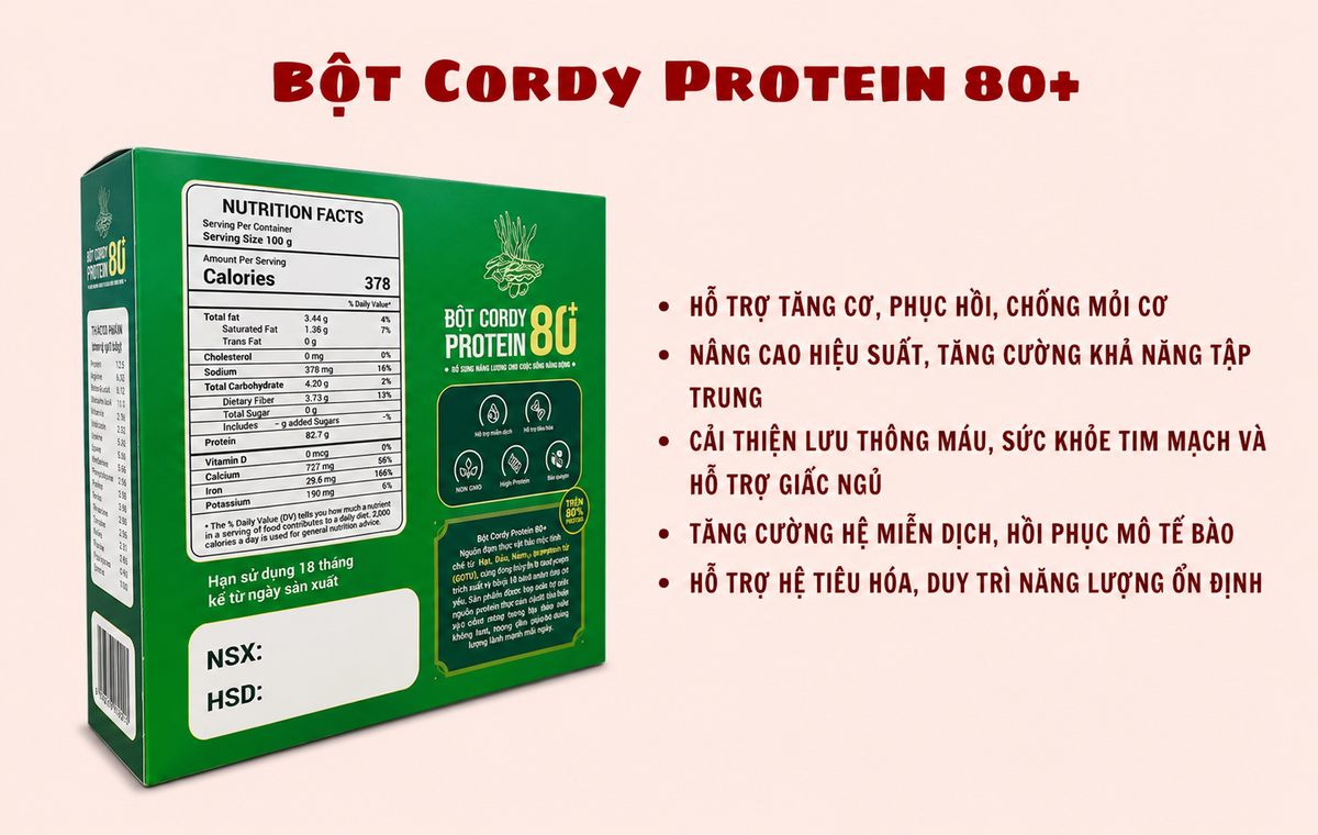 Công dụng của Bột Cordy Protein 80+
