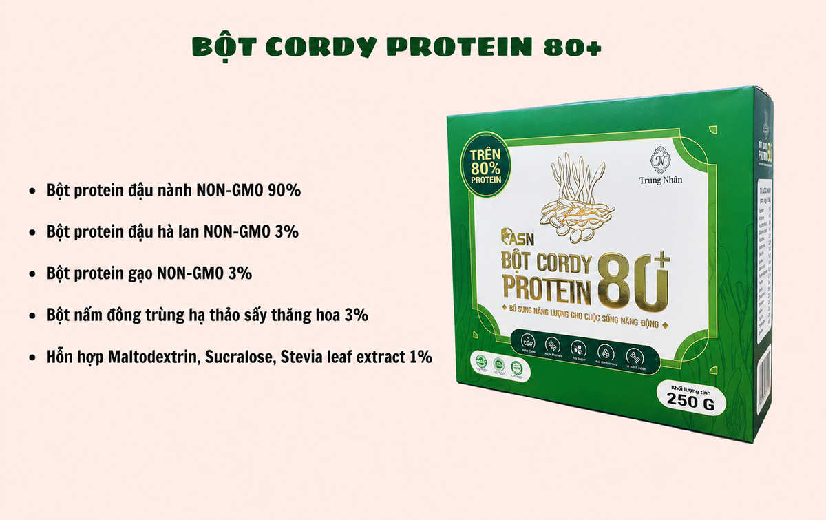 Thành phần của Bột Cordy Protein 80+