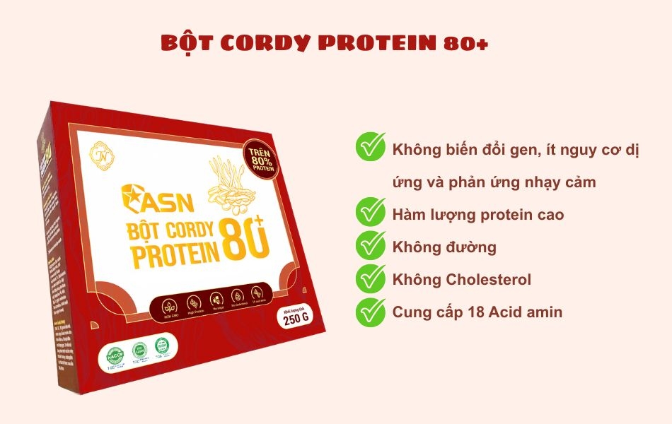 Điểm nổi bật của Bột Cordy Protein 80+